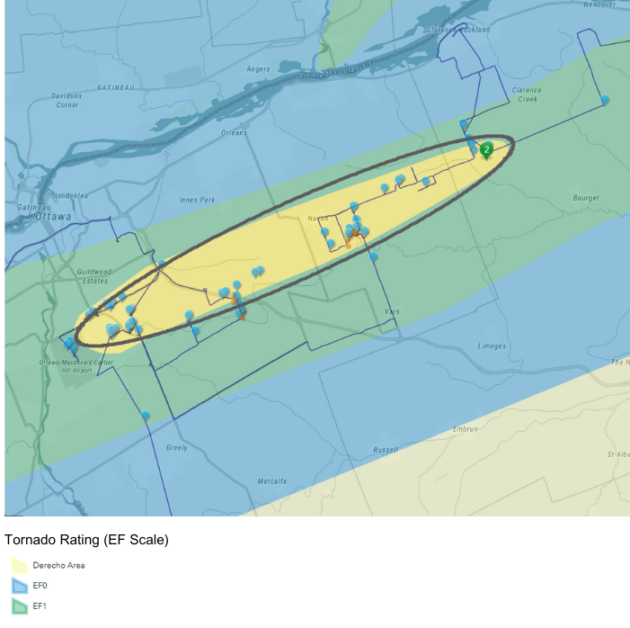 Derecho Storm Path Map